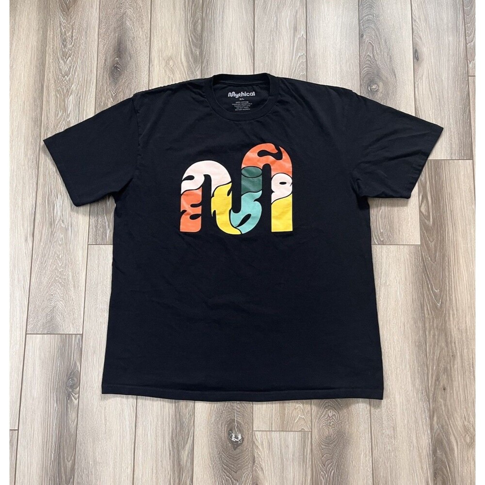 Mythical Black Short Sleeve Tee 100% Cotton Mens Sz XL